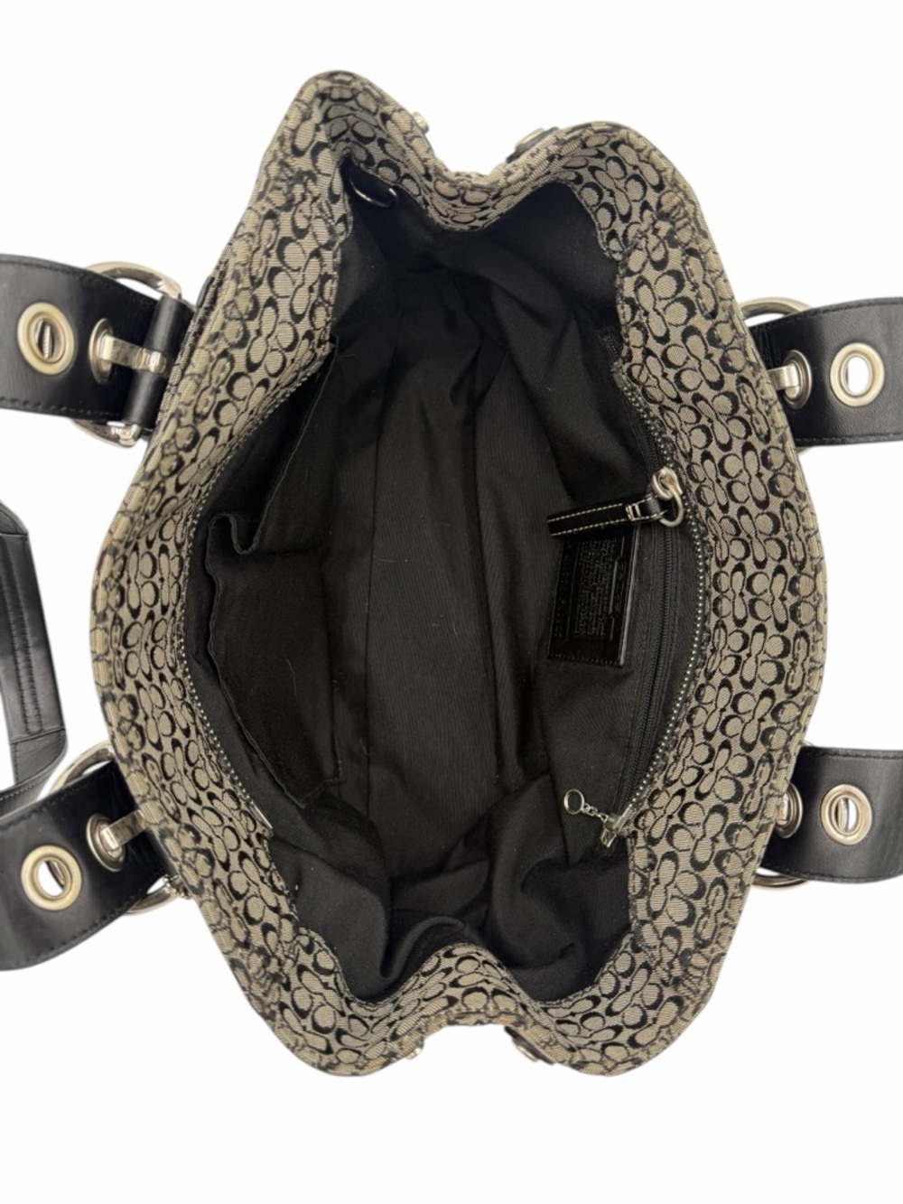 Coach Signature Buckle Tote F10927 Black Jacquard Leather Shoulder Bag Y2K - Picture 8 of 11